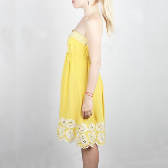 Shoshanna Strapless Silk Dress with Eyelet Detail - Picture 3 of 14